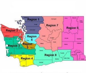 state washington wa map service regions into